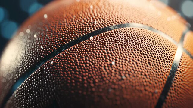 A basketball with a black and white pattern. The pattern is made up of small dots. The basketball is brown. A shiny basketball texture reflecting light with a smooth surface