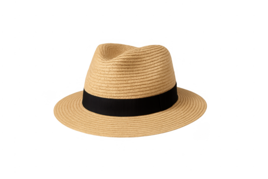 Straw hat with black band for summer fashion