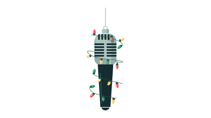 Festive Microphone: A classic microphone adorned with colorful holiday lights, capturing the spirit of celebration and the joy of music.