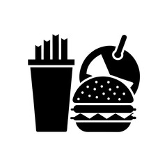 Fast food combo set on transparent background