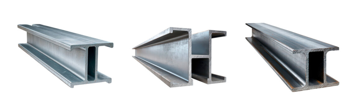 Industrial steel beams collection for construction and architectural on transparent background