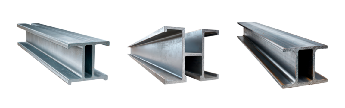 Industrial steel beams collection for construction and architectural on transparent background