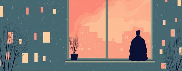 Business people or a woman walking in a city street, urban fashion silhouette illustration