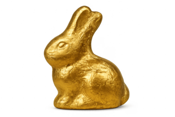 Golden chocolate bunny representing easter holiday celebration