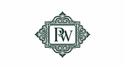 Elegant Monogram Logo with Ornate Frame and Intertwined Initials.