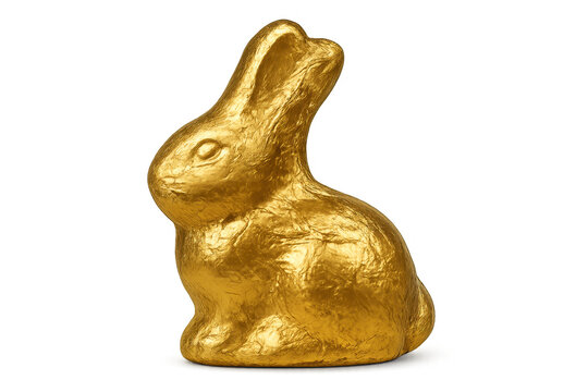 Golden chocolate bunny representing easter holiday celebration