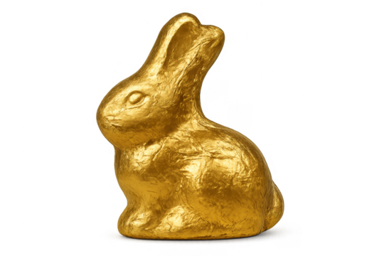 Golden chocolate bunny representing easter holiday celebration
