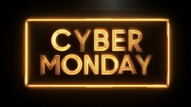 Dynamic neon sign announces Cyber Monday sales, creating urgency for online shoppers seeking deals - Powered by Adobe