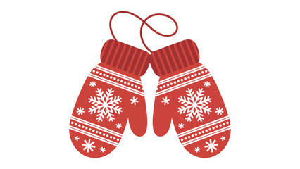 Winter Mittens: A cozy pair of red mittens with intricate snowflake designs, evoking warmth and the essence of winter's gentle embrace.