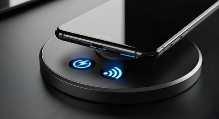 Smartphone Holographic Interface With 5G Connectivity And Wireless Tech Icons On Desk
