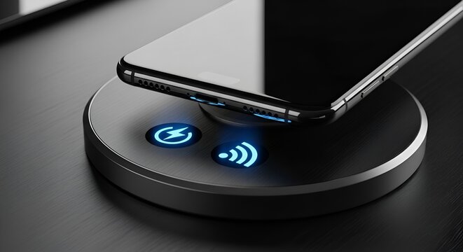 Smartphone Holographic Interface With 5G Connectivity And Wireless Tech Icons On Desk
