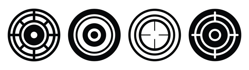 target minimal flat icon set, black color and white background