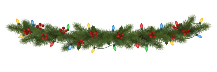 Christmas Garland Arch with Lights and Holly Berries