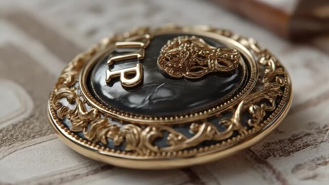 Elegant VIP Badge - A Detailed Close-Up of a Luxurious Emblem.