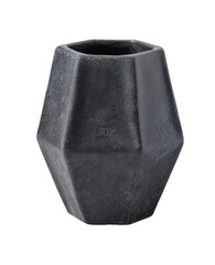 modern dark gray vase on white background.