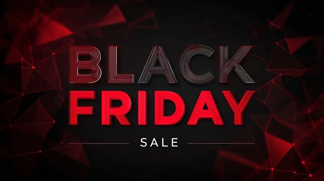 Dramatic Black Friday sale announcement with glowing red geometric background, perfect for promotions and advertising