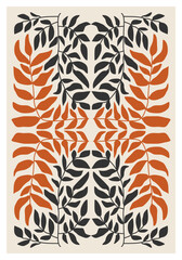 Minimalist poster with abstract art botanical composition in trendy contemporary collage style, can be used for wall art decoration, postcard, cover design