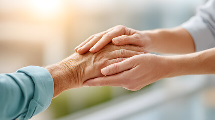 compassionate care with a tender touch showing supportive hands, providing comfort and reassurance