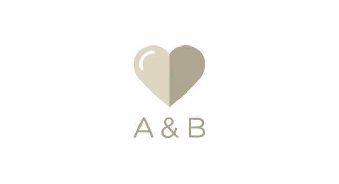Minimalist heart logo with initials A and B for a wedding.