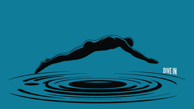 Dive into opportunity and experience the thrill of success with this dynamic illustration, perfect for motivational campaigns and business ventures