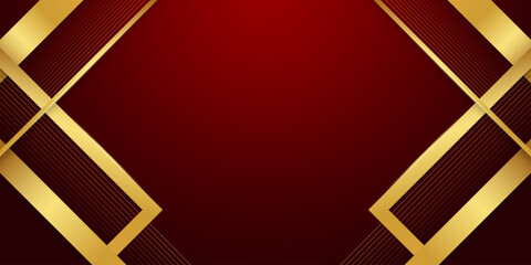 Elegant red background with intersecting golden diamond lines and luxury geometric look.