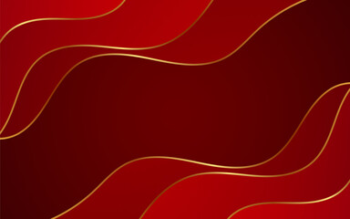 Luxury red background with soft golden wave shapes and smooth gradient