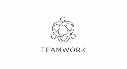 Minimalist Teamwork Logo Design Featuring Interconnected Figures Symbolizing Collaboration.