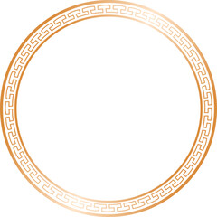 Chinese golden circular frame element with traditional border pattern