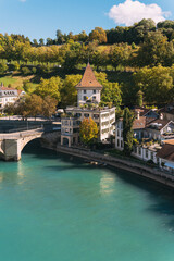 Bern city old architecture along aare river