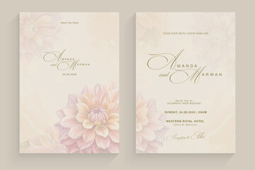 Aesthetic Wedding Invitation Template with Vintage Dahlia Flower