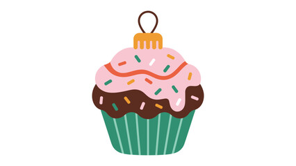 Festive Cupcake Ornament: A charming, decorative cupcake ornament, adorned with colorful frosting and sprinkles, embodies the joy and sweetness of the holiday season. 