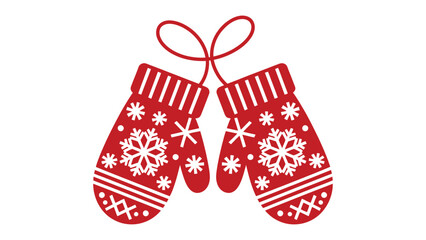 Festive Winter Mittens: A charming pair of red mittens, adorned with intricate snowflake designs and connected by a delicate string, embodies the warmth and joy of winter. 