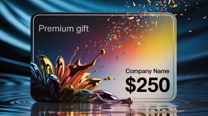- Gift card depicted in abstract digital art multicolor premium design