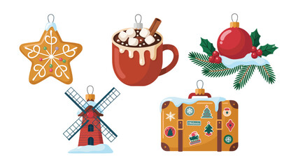 Festive Christmas Ornaments: a delightful composition of diverse christmas decorations for festive season decoration. capturing the holiday spirit with classic seasonal icon