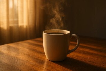 Morning Focus – Steam over Coffee Cup