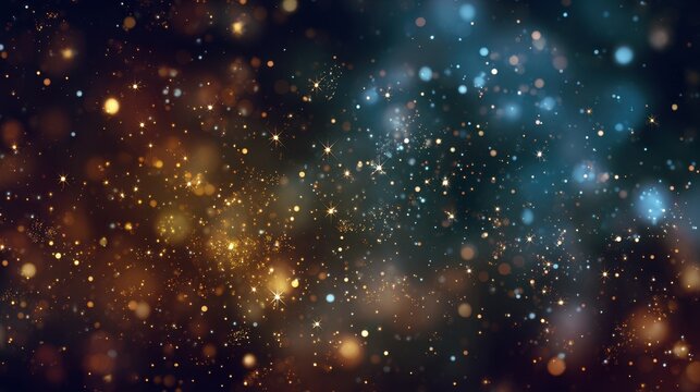 Captivating abstract night sky featuring glowing stars and vibrant bokeh lights over a dark background