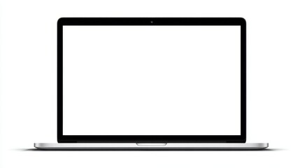 Blank laptop screen on a minimalist background with a sleek design showing potential for creativity and productivity