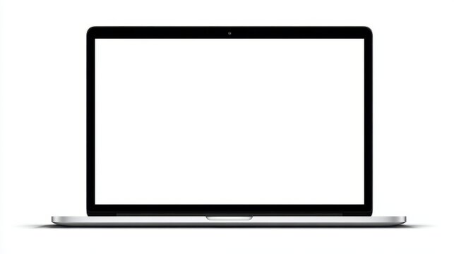 Blank laptop screen on a minimalist background with a sleek design showing potential for creativity and productivity