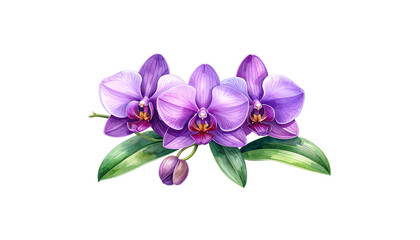 Naklejka premium Beautiful red and pink tropical orchid flowers isolated on watercolor on white background