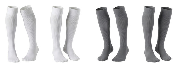 White gray knee high socks isolated on a transparent background
