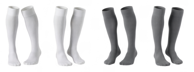 White gray knee high socks isolated on a transparent background