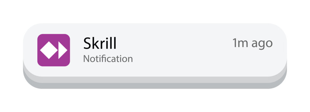 Skrill App Notification UI Mockup, Editorial Illustration