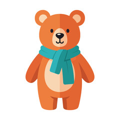 Obraz premium Cute Cartoon Teddy Bear Wearing a Blue Scarf