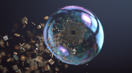 AI Economic Bubble Bursting Concept
