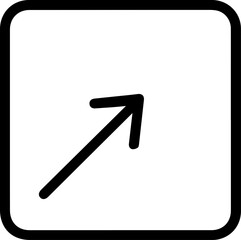 Simple arrow points to upper left corner within rounded square, conveying direction, growth, navigation, or progress in a clean, modern design