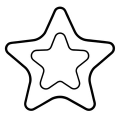 Rounded five-point star line art outline with inner shape