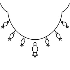 Elegant garland line art with stars and oval shaped ornaments