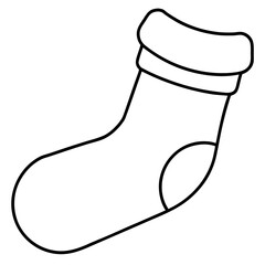 Minimalist line art drawing of a cozy christmas stocking sock