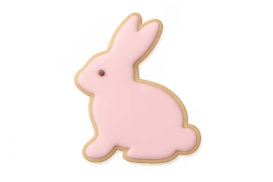Pink bunny sugar cookie for easter and spring dessert