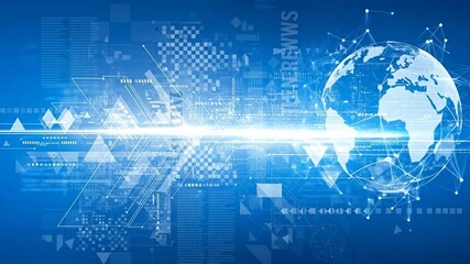 Dynamic blue abstract news background with flowing particles for broadcast graphics